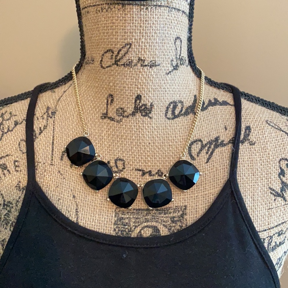 Black and yellow gold chain statement necklace